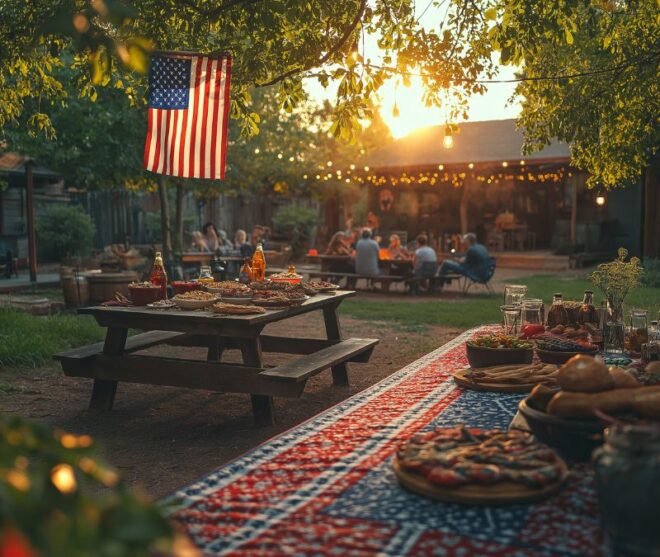 Memorial Day potato dishes served on a picnic table