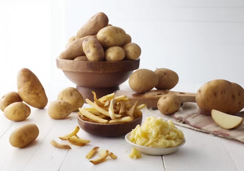 Russet potatoes, whole and in the form of fries